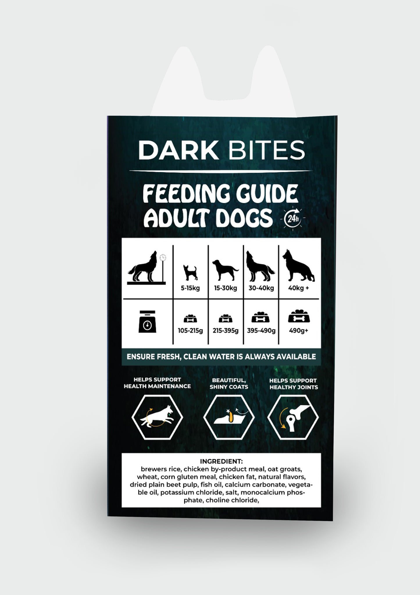 Dark Bites Dry Dog Food 1kg – Chicken Flavor, Small Bites for All Breeds