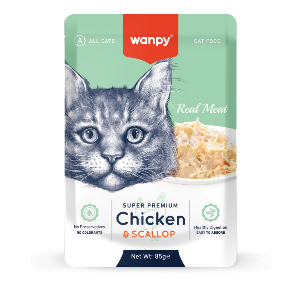 Wanpy Wet Cat Food – Assorted Flavors (Shrimp, Scallop, Crab, Codfish)