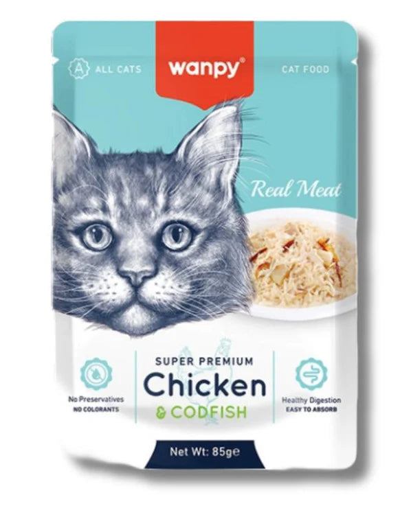 Wanpy Wet Cat Food – Assorted Flavors (Shrimp, Scallop, Crab, Codfish)