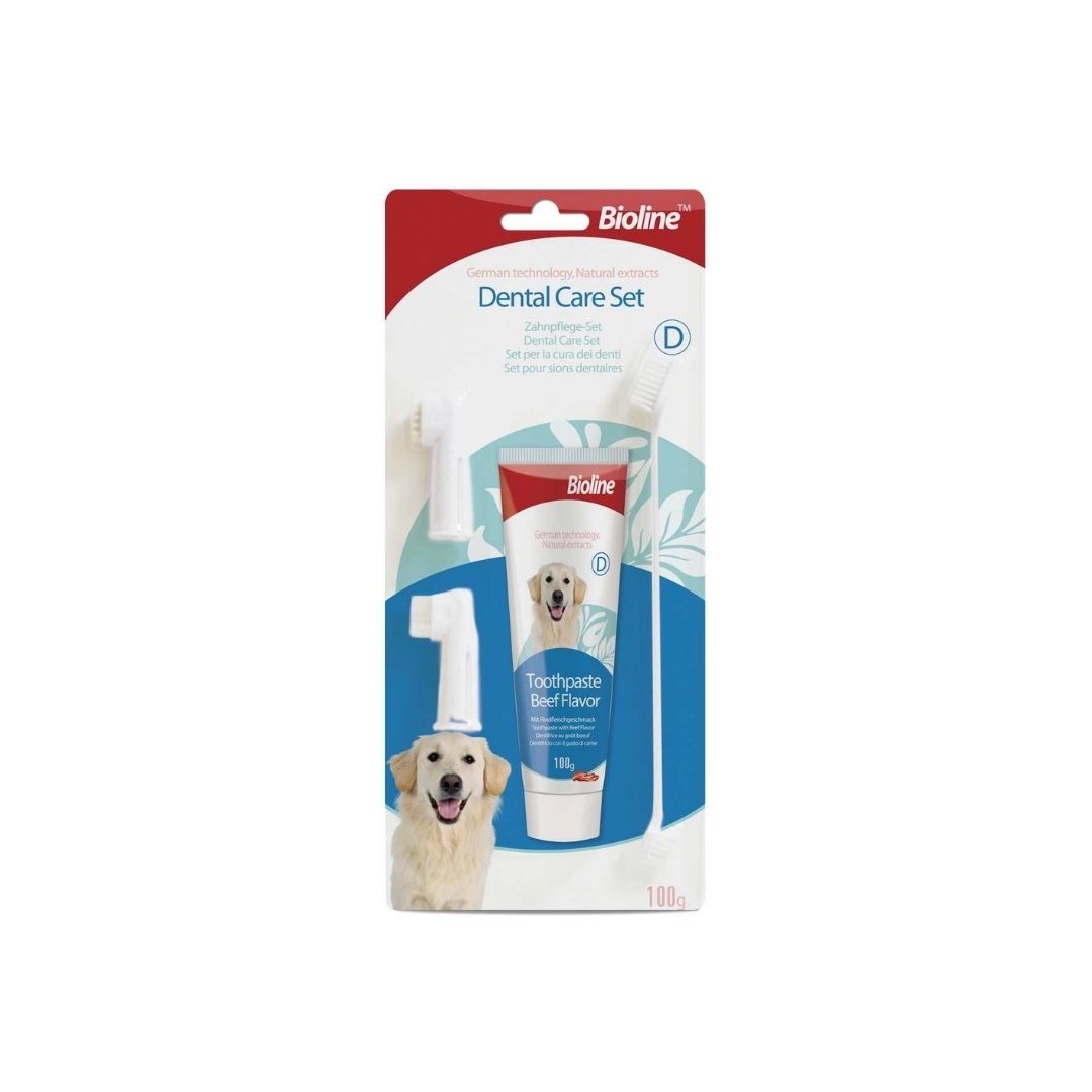 Bioline Dog Dental Care Set – Toothbrush & Toothpaste for Oral Hygiene