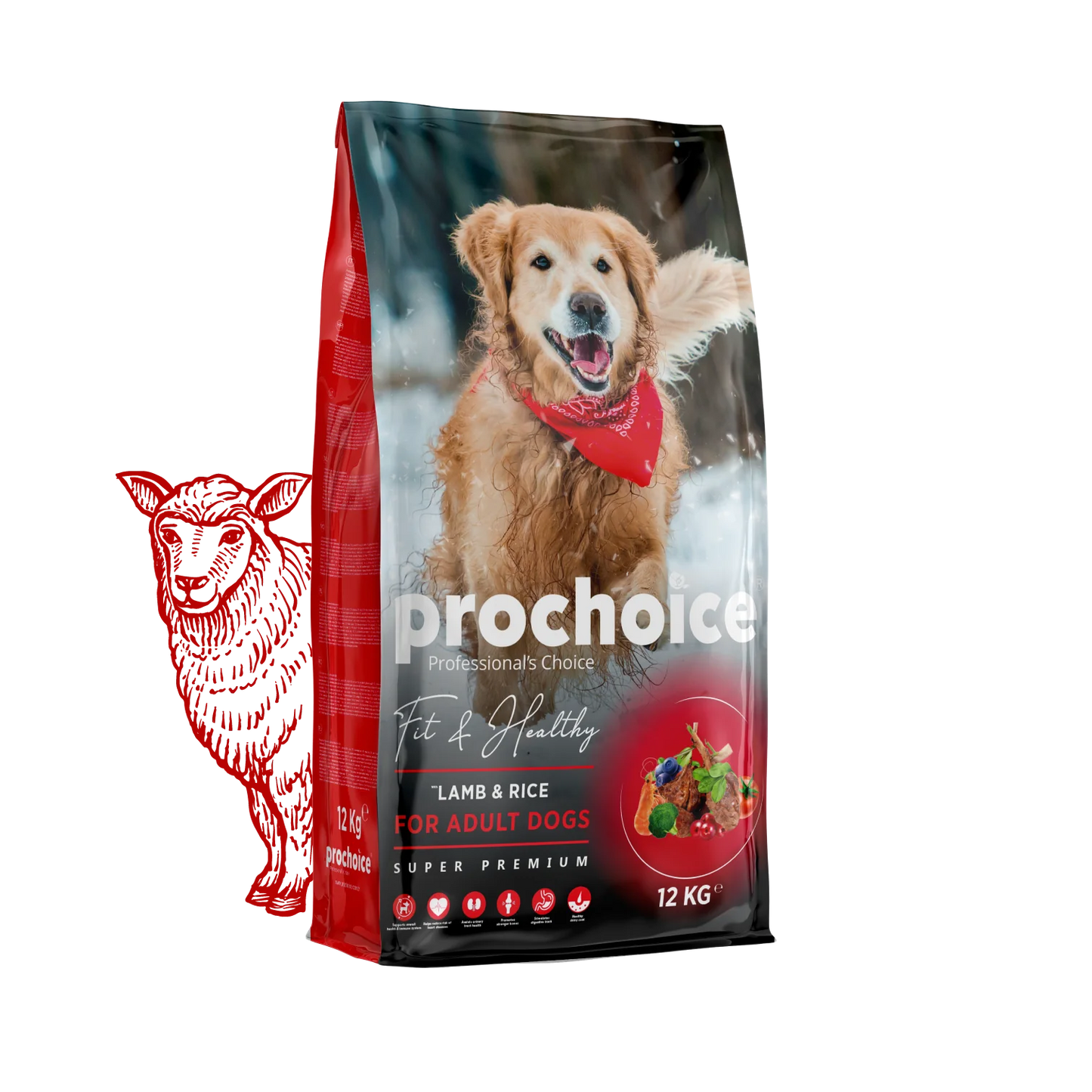 Prochoice Fit & Healthy Adult Dog Food – Lamb & Rice 3kg
