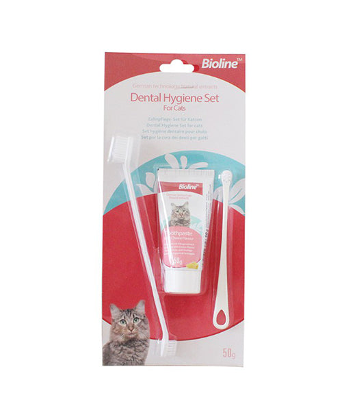 Bioline Cat Dental Care Set – Toothbrush & Toothpaste for Oral Hygiene