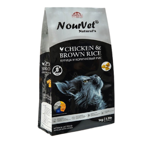 NourVet Cat Food – Chicken & Brown Rice Formula - 1 KG