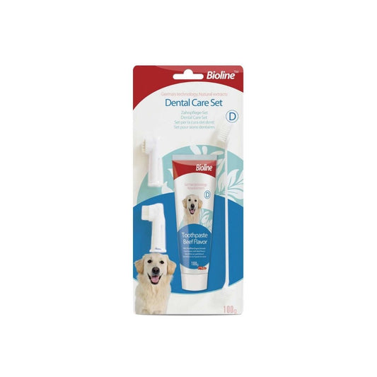 Bioline Dog Dental Care Set – Toothbrush & Toothpaste for Oral Hygiene