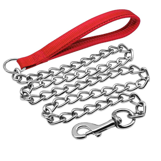 Stainless Steel Chain Dog Leash – Lightweight with Grip