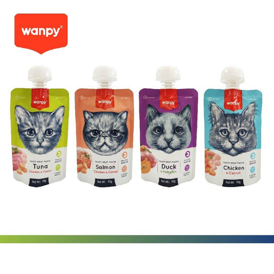 Wanpy Adult Cat Tasty Meat Paste – Assorted Flavors -90g